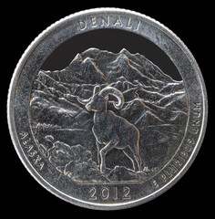 Denali National Park (Alaska). Coin 25 cents. USA
