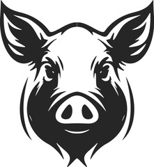 A black and white pig logo vector, perfect for branding your company elegantly.