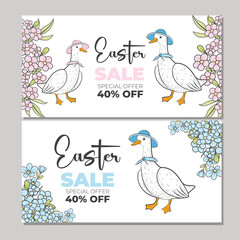 Happy Easter Set of Sale banners, greeting cards, posters, holiday covers.