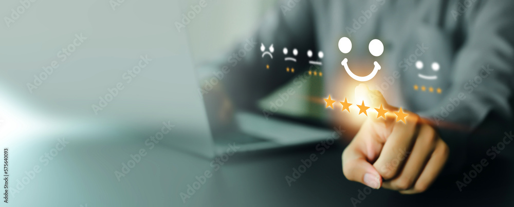 Aufkleber customer service satisfaction survey feedback for business review rating and best service or finance