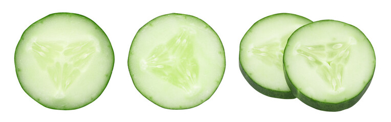 Sliced cucumber isolated, transparent png, PNG format, collection, cut out.