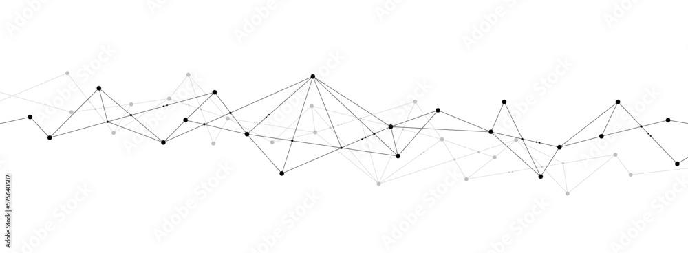 Poster Network polygonal connect lines and dots background template. Technology server global system graphic vector.	