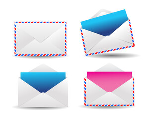 illustration or envelopes open and 

close isolated