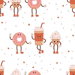 seamless pattern coffee and sweet desserts