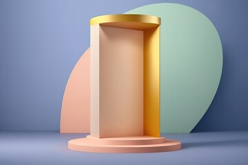 Podium and geometric background in patel colors