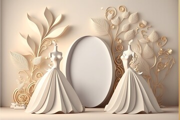 Cream-colored wedding card design template