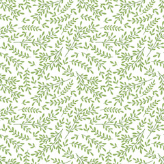 Vector floral seamless pattern with delicate green twigs. Botanical ornament for fabric, cover, packaging