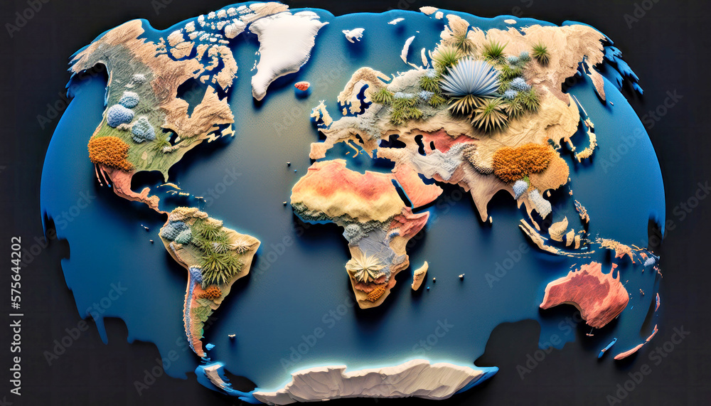 Poster picture of world map with black background generative ai