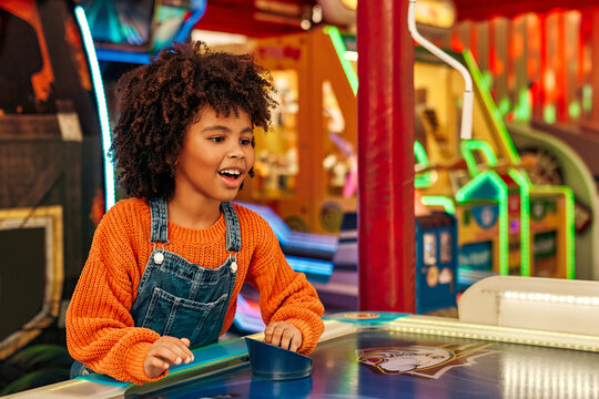 Kids having fun on a carnival Carousel