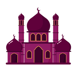 Cute Mosque icon animated cartoon vector illustration for islamic element decoration