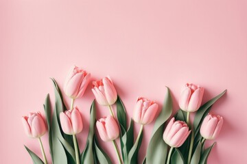 pink tulip pastel pink background seasonal blooms captures the beauty and freshness of spring, Generative AI