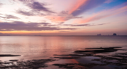 Sea Scape Twilight sky on Andaman Sea, Trang Province, Thailand.