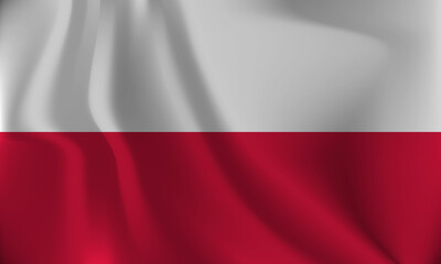 Flag of Poland, with a wavy effect due to the wind.