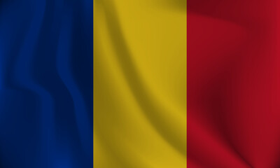 Flag of Romania, with a wavy effect due to the wind.