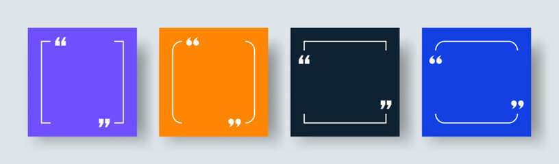 Quote Frames Blank Template Set. Collection of Quotation Mark Borders with Copy Space for Quotes © Vector Archive