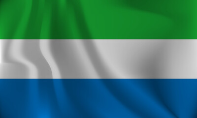 Flag of Sierra Leone, with a wavy effect due to the wind.