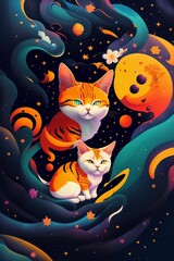 cat on the moon