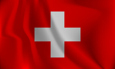 Flag of Swiss, with a wavy effect due to the wind.