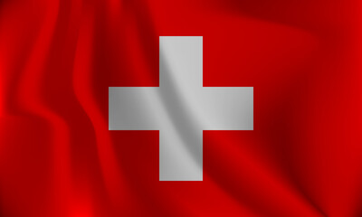 Obraz premium Flag of Swiss, with a wavy effect due to the wind.