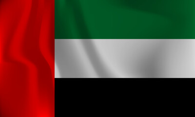 Flag of United Arab Emirates, with a wavy effect due to the wind.