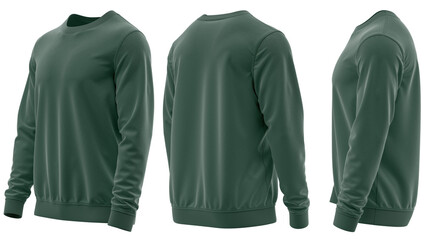 Sweatshirt  Long-sleeve Round neck Rib cuff and hem, fabric texture, and topstitching with very high-quality 3D render for Apparel Mockup