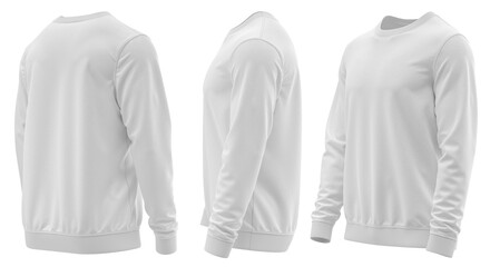 Sweatshirt  Long-sleeve Round neck Rib cuff and hem, fabric texture, and topstitching with very high-quality 3D render for Apparel Mockup