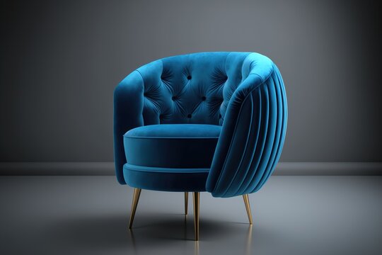Velor blue luxury chair, generative ai
