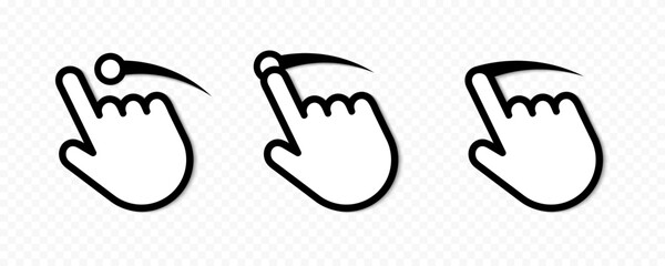 Swipe icon set. Hand swiping. Hand swipe gesture. Vector graphic isolated icons