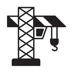 Solid Line TOWER CRANE design vector icon
