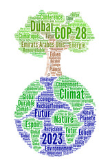 COP 28 en 2023 à Dubaï nuage de mots
