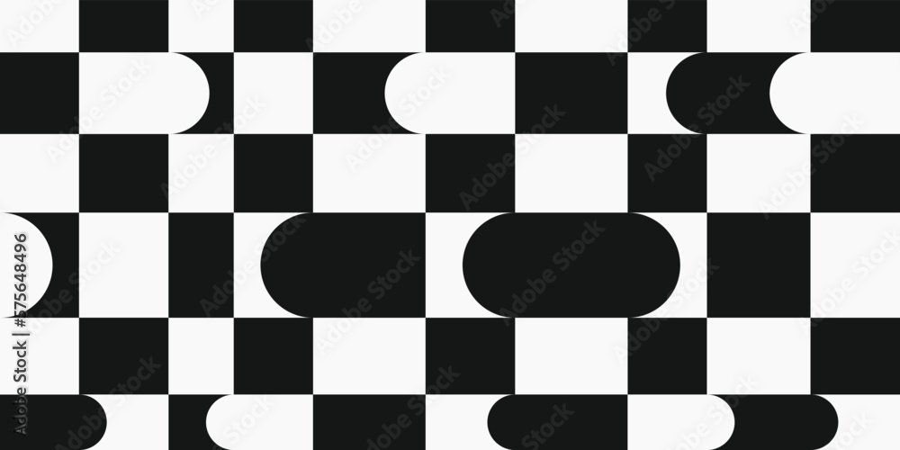 Poster checkered pattern. seamless and vector pattern. seamless black and white tile for print, interior, d