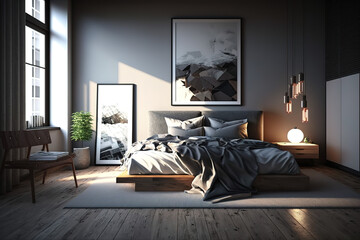 Bedroom interior for modern home and hotel bedroom / 3D render image