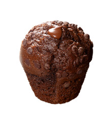 Sweet chocolate muffin on white