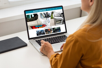Website selling cars. Online insurance concept.