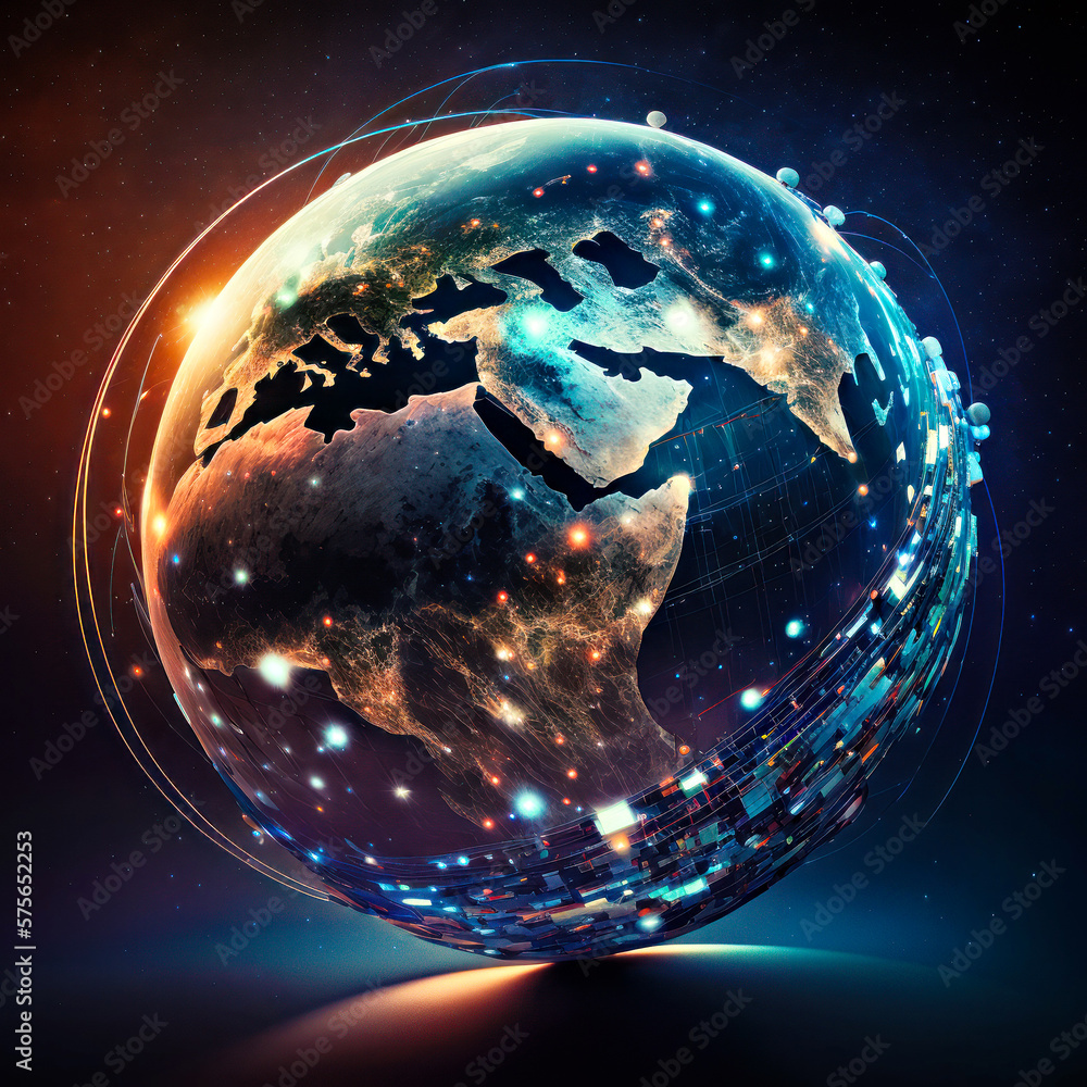 Poster glass globe with the earth in the middle of it generative ai