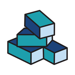 Filled Line BRICK design vector icon