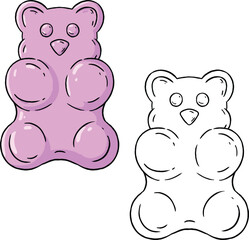 Purple Candy Bear. Perfect for practicing coloring, drawing, printing, wallpaper, prints, cards, etc.