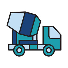 Filled Line MIXER TRUCK design vector icon