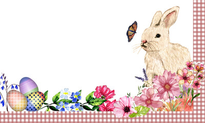 Banner con elementi pasquali, acquerello