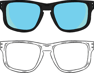 Sunglasses vector illustration. Perfect for practicing coloring, drawing, printing, wallpaper, prints, cards, etc.