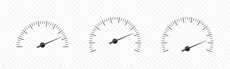 Car speedometer. Car dashboard. Car speed indicator icon. Isolated vector graphic - obrazy, fototapety, plakaty