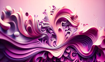 An abstract gradient of pastel pinks and purples, featuring soft curves and swirling lines