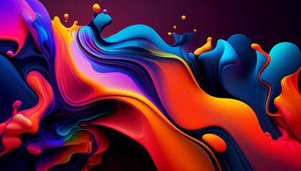 Obraz na płótnie Canvas Abstract colorful gradient fluid grow in the dark. illustration.