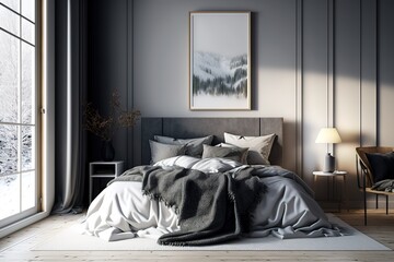 Modern light gray bedroom interior