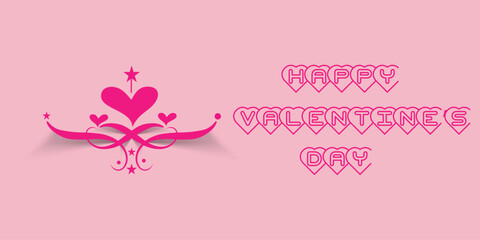 Happy valentines day  vector illustration, pink background with pink hart
