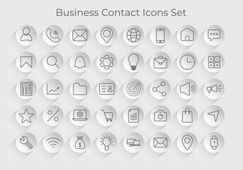 business icon set, web icon set, contact icon set for mobile apps and website