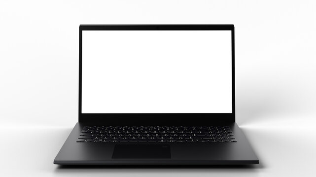 3D rendered , high end Laptop with transparent screen and background for content replacement.