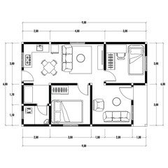 Architecture plan with furniture. home floor plan, isolated on white background, stock illustration.