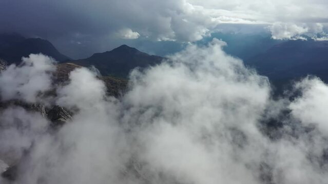 Aerial video of Monte Re Gosla in the Italian Dolomites (Passo Gio)