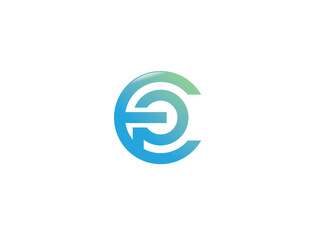 Initial letter ep modern linked circle round lowercase logo blue